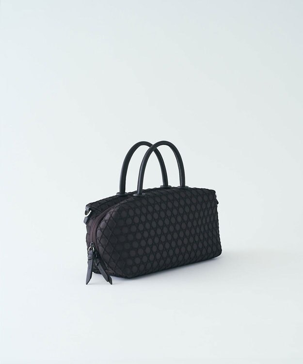 MIYABIYA LAQUOH【撥水加工】篭目柄エンボスボンディング ミニボストン チョコ