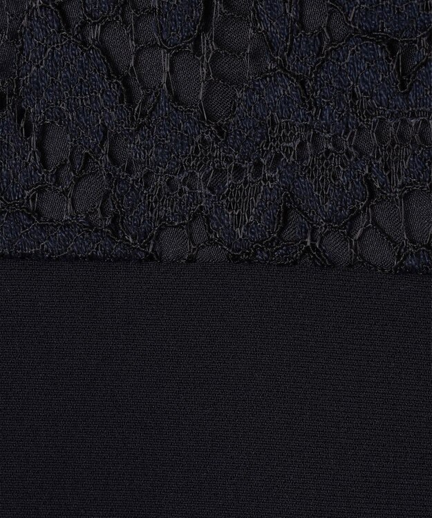 23区 【洗える】トリアセダブルジョーゼット レース切り替え ワンピース ネイビー系