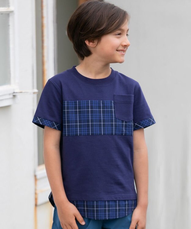 J.PRESS KIDS 【110-130cm】マドラスＴシャツ ネイビー系
