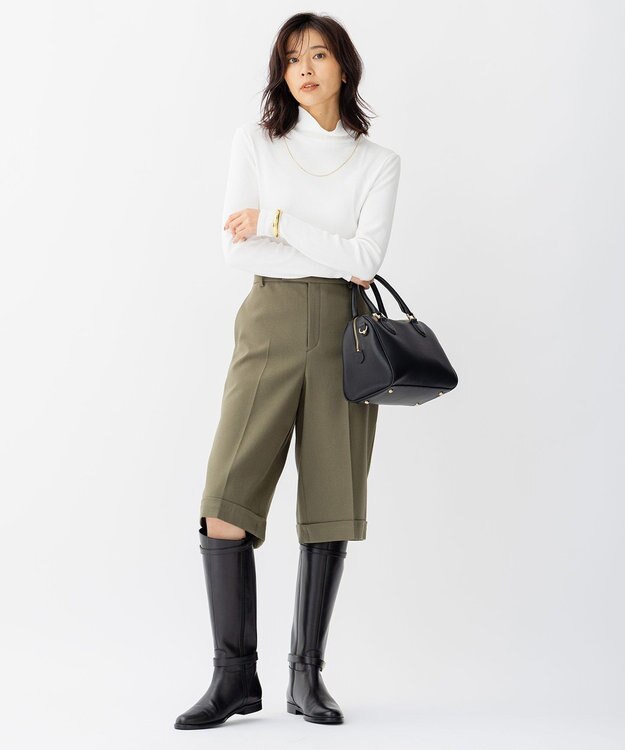 23区 S オーガニックコットンリブ タートルネック カットソー ホワイト系