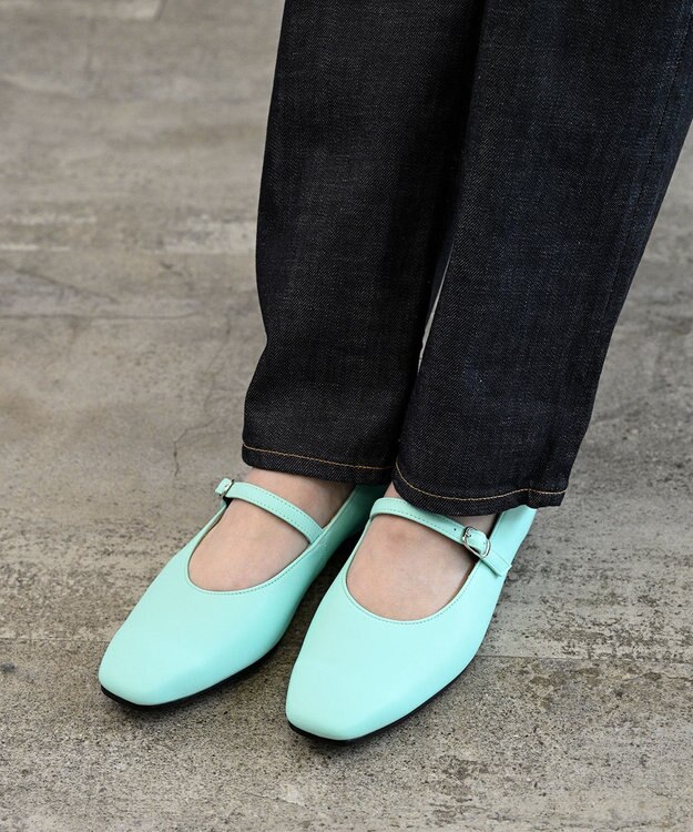 Pointer 日本製 本革ストラップ付きパンプス ブルー