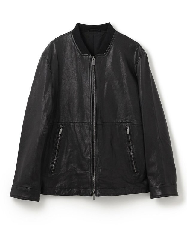 JOSEPH HOMME 新素材【シャツ感覚で羽織れる軽さ】シュリンクエアレザー　ブルゾン ブラック系