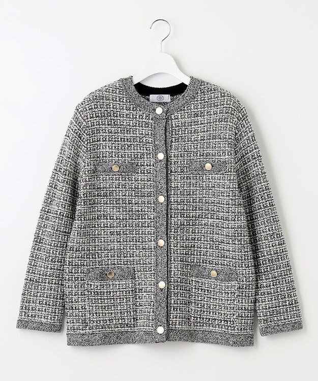 J.PRESS LADIES 【洗える】TWEED KNIT ミドル カーディガン ブラック系5