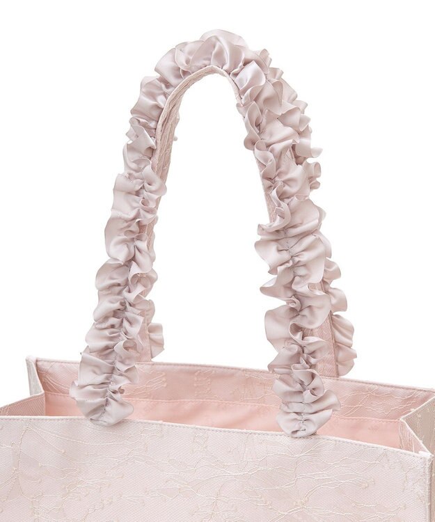 Maison de FLEUR レースフリルハンドルスクエアトートＭバッグ Pink