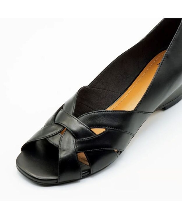 APOM モールドウエッジオープントゥパンプス45 ブラック