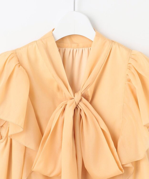 Feroux リボンタイフリルブラウス イエロー系