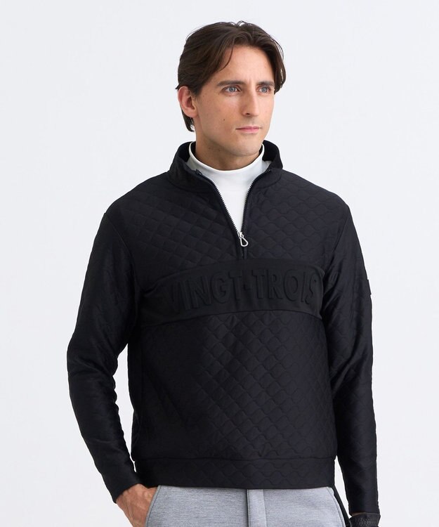 23区GOLF 【MEN】ウェーブキルトジャガードプルオーバー ブラック系