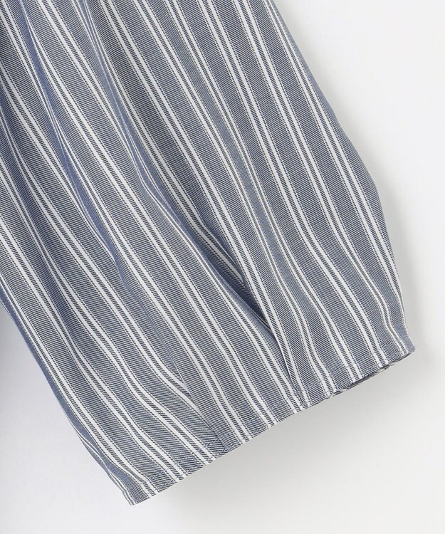 J.PRESS LADIES 【洗える】ウォッシャブルキュプラツイル タックスリーブ ブラウス ネイビー系1