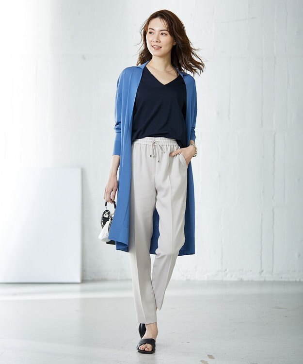 ICB 【WEB限定カラーあり・洗える】シンセティックハイゲージ  ロングカーディガン スマルトブルー系