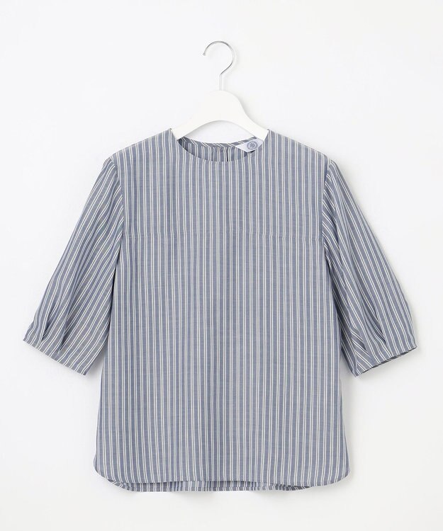 J.PRESS LADIES 【洗える】ウォッシャブルキュプラツイル タックスリーブ ブラウス ネイビー系1