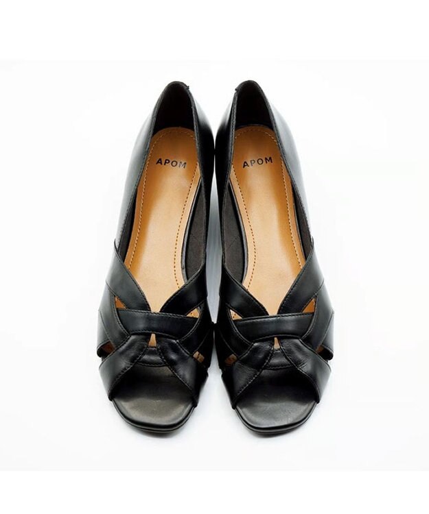 APOM モールドウエッジオープントゥパンプス45 ブラック