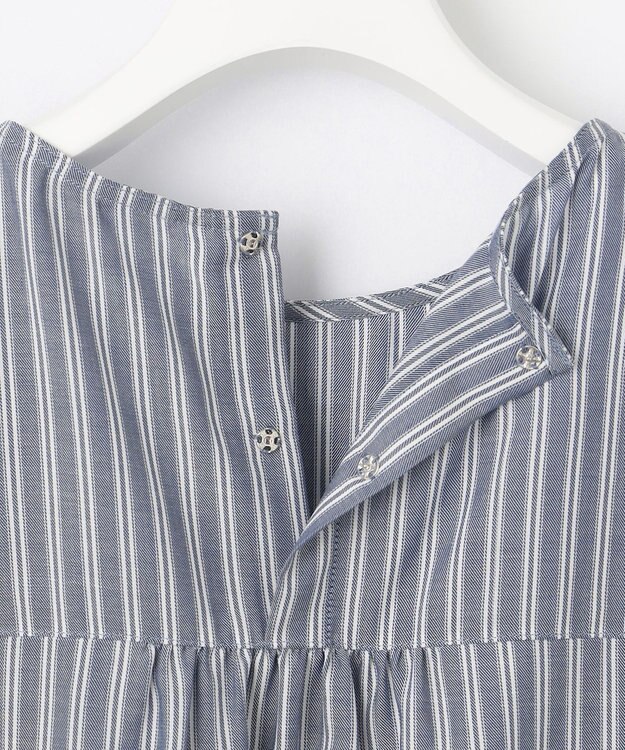 J.PRESS LADIES 【洗える】ウォッシャブルキュプラツイル タックスリーブ ブラウス ネイビー系1