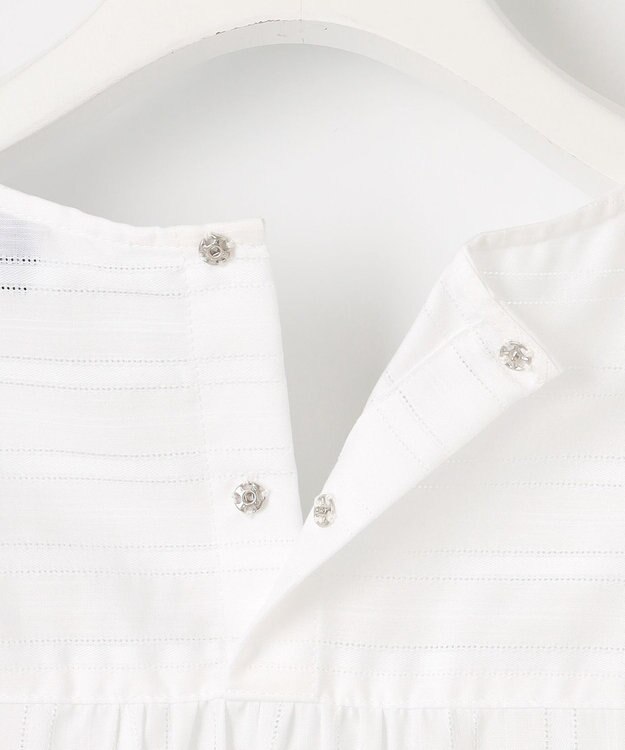 J.PRESS LADIES L 【WEB限定・洗える】セルロースカラミストライプ キーネック ブラウス 【WEB限定】ホワイト系