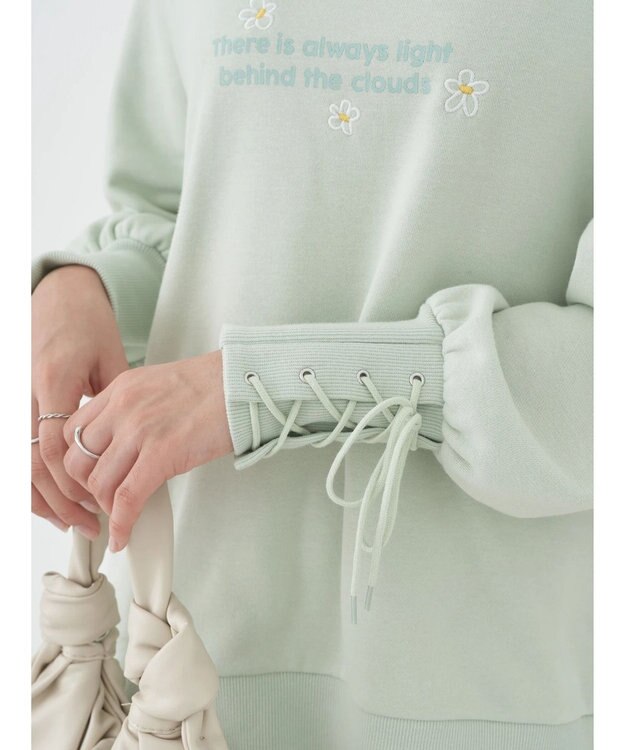 earth music&ecology 袖レースアップウラケプルオーバー Mint