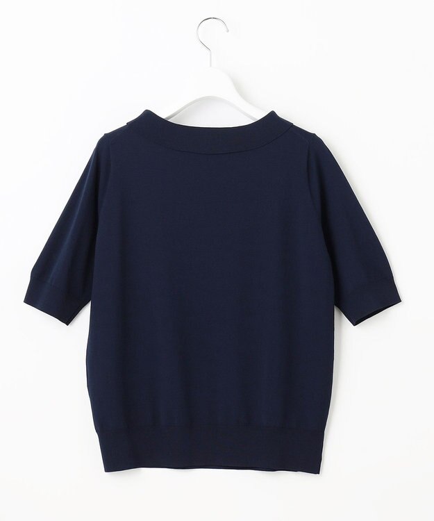 23区 L 【WEB限定】レーヨンポリエステルストレッチ 襟デザイン ニット ネイビー系