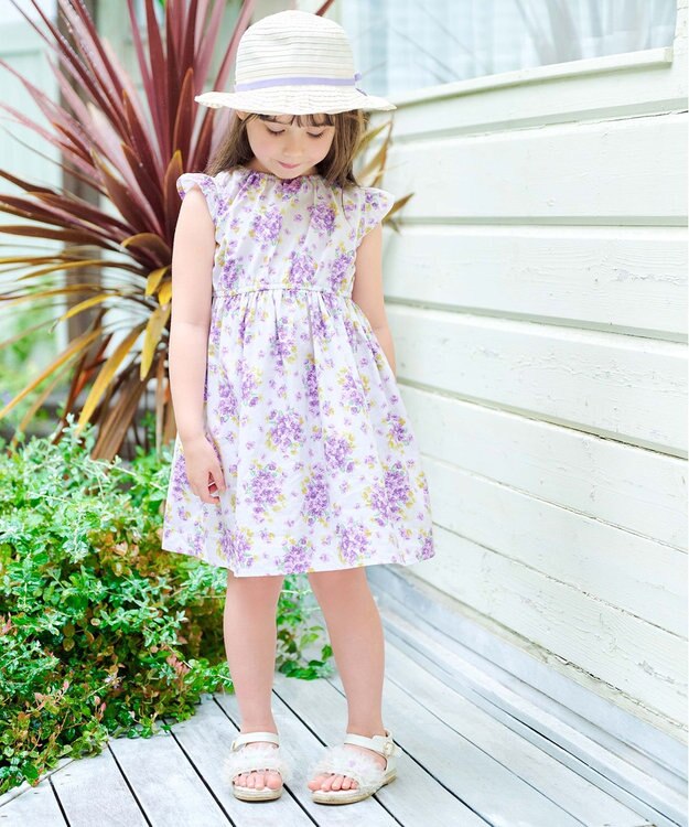 ANY KIDS 総柄 サマーワンピース アジサイ