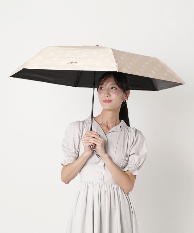 MOONBAT 【遮熱・遮光】POLO RALPH LAUREN(ポロ ラルフローレン)フローラル 花柄 晴雨兼用 雨傘  折りたたみ傘 簡単開閉 ベージュ