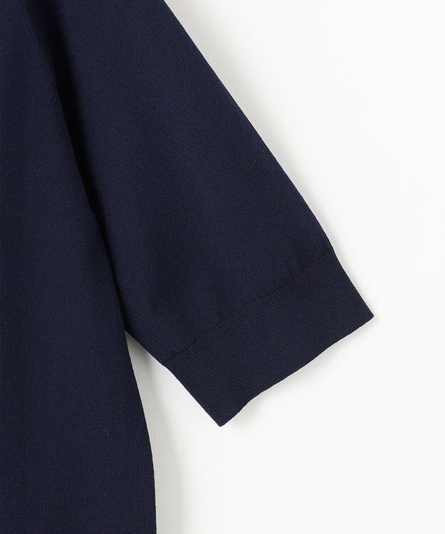23区 L 【WEB限定】レーヨンポリエステルストレッチ 襟デザイン ニット ネイビー系