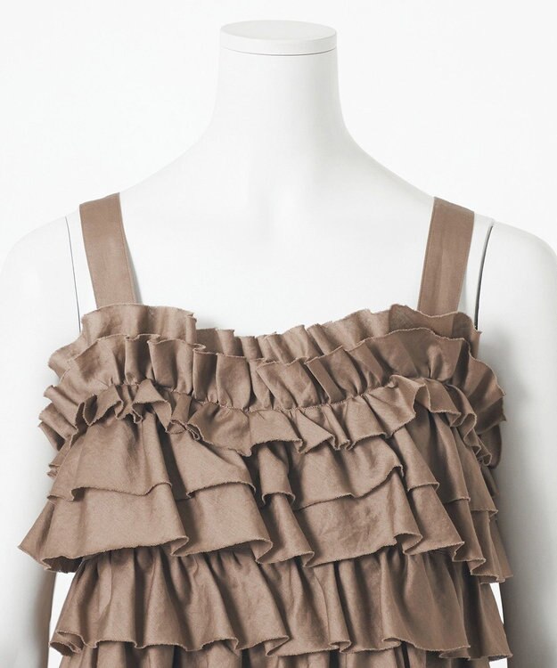 23区 【GOLD LABEL】コットンサテン フリルキャミソール ブラウン系