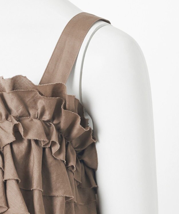 23区 【GOLD LABEL】コットンサテン フリルキャミソール ブラウン系