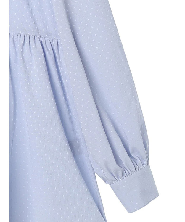 earth music&ecology リボン付き切り替えギャザーシャツチュニック Light Blue