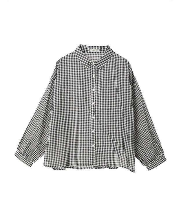 earth music&ecology コットンボイルギャザーシャツ Gingham Check