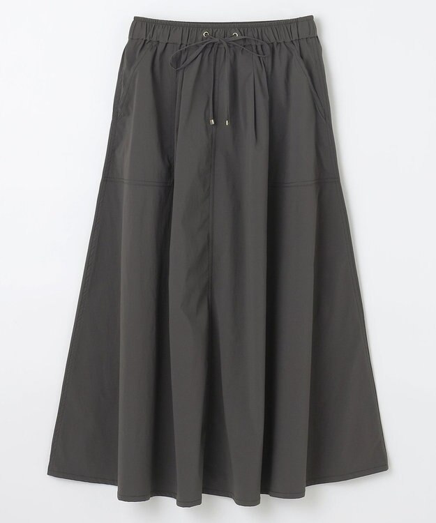 ANY 【ウエストゴム】ナイロンベイカーフレアスカート ブラック