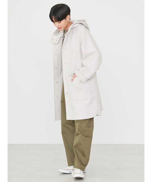 AMERICAN HOLIC 中空ＦＩＢＥＲ２ＷＡＹフード付きコート Light Gray