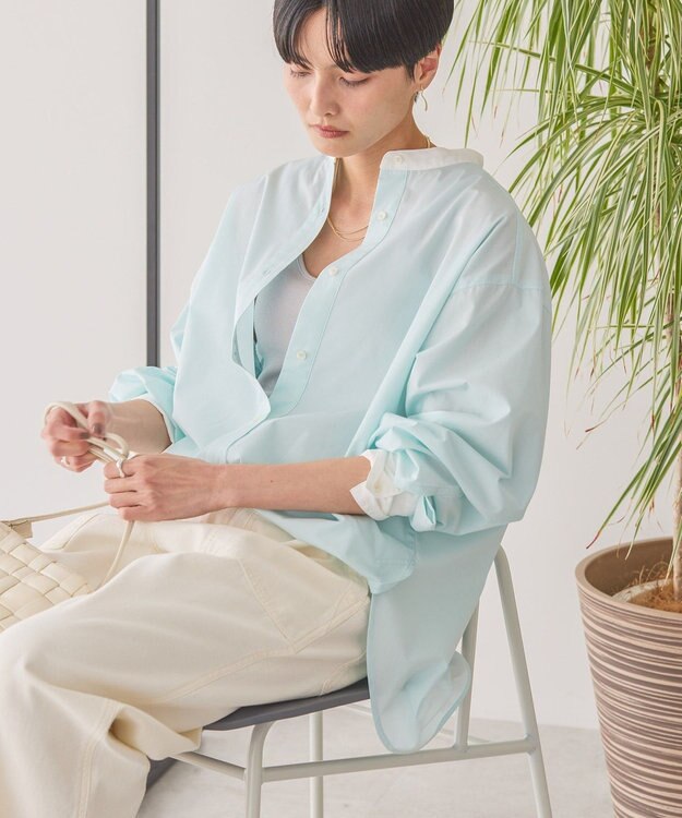 AMERICAN HOLIC イージーケアバンドカラーロングシャツ Mint