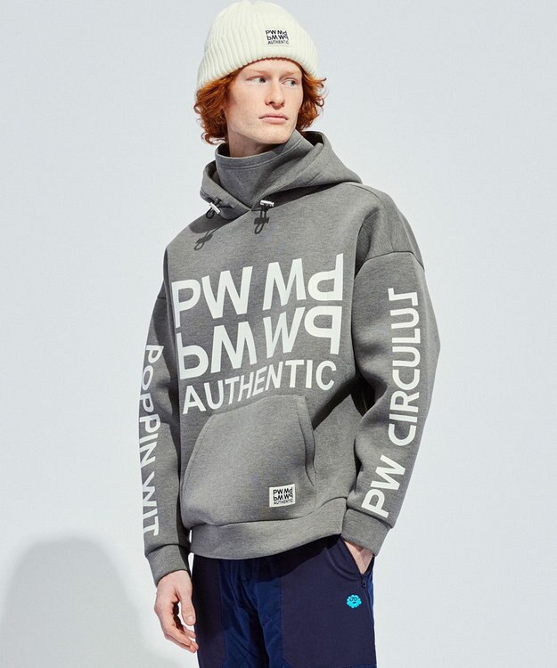 PW CIRCULUS 【NEWデザイン】【MEN】 LOGO graphic  デタッチャブルフーディー グレー系