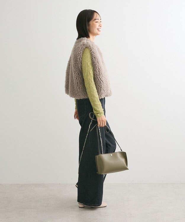 Green Parks ・ＥＬＥＮＣＡＲＥ　ＤＵＥ　シープファーショートベスト Gray Beige