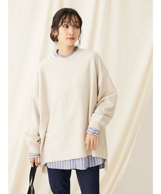 CRAFT STANDARD BOUTIQUE プリント裏毛チュニック Light Beige
