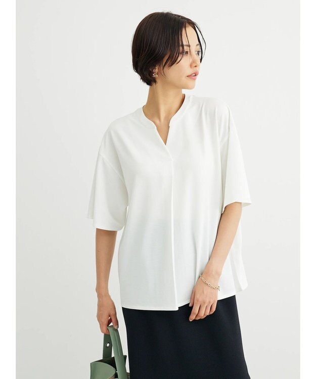 Green Parks BEST PRICE  スキッパー５分袖ブラウソー Off White