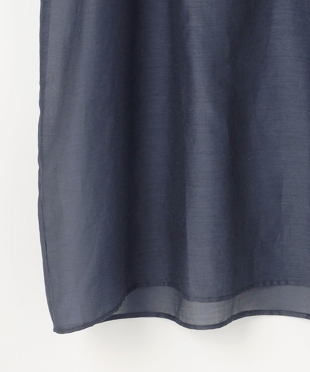 自由区 【洗える】シルクコットンローンスモッキング刺繍 ブラウス コバルトブルー