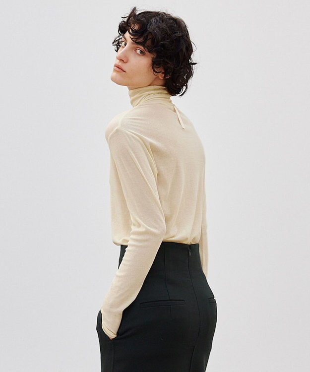 BEIGE， 【洗える】SORE / シアーコットンハイネックカットソー Cream