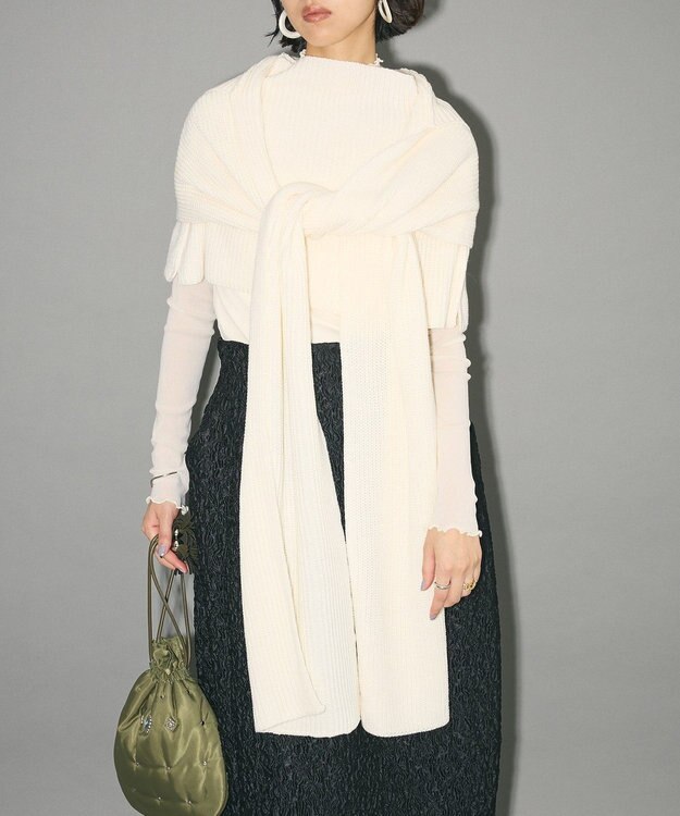 Green Parks フードマフラー＋ケープニット Off White