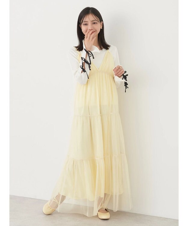 earth music&ecology ＳＥＴ２点ティアードペチドレス＋チュールワンピース Yellow