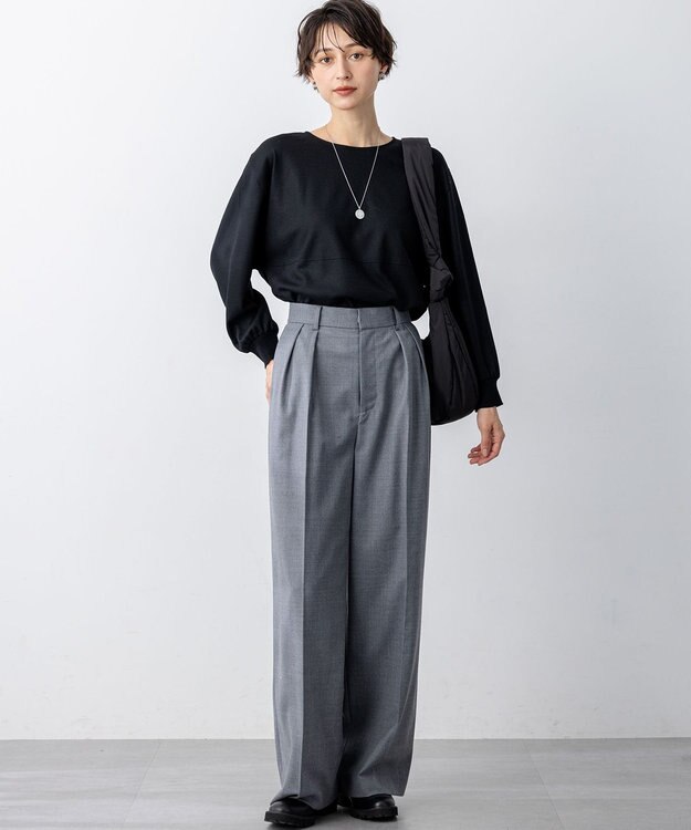 23区 【セットアップ対応】TWサキソニー タックワイド パンツ ライトグレー系