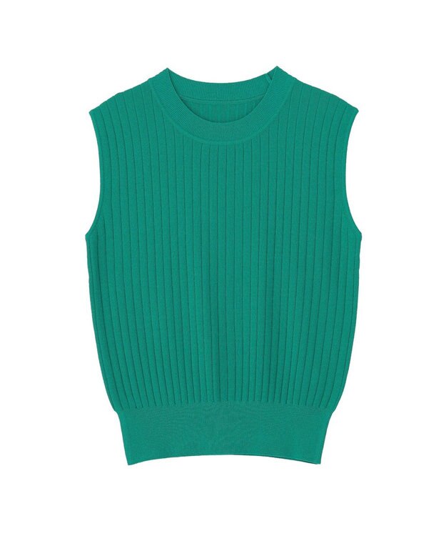 YECCA VECCA 【マシンウォッシャブル】ノースリーブリブニット Green