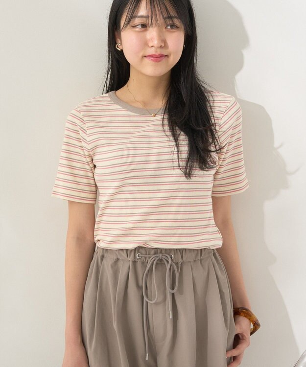 AMERICAN HOLIC リブ　５分袖トップス Pink