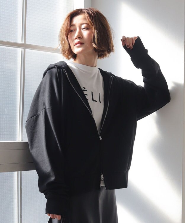 WEGO 【ユニセックス着用ITEM/MLサイズ展開】コンパクトフィットダブルZIPパーカー ブラック