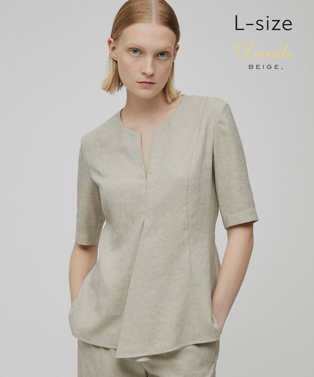 BEIGE， 【L-size】CAROLE / ペプラムブラウス Sand×Slate