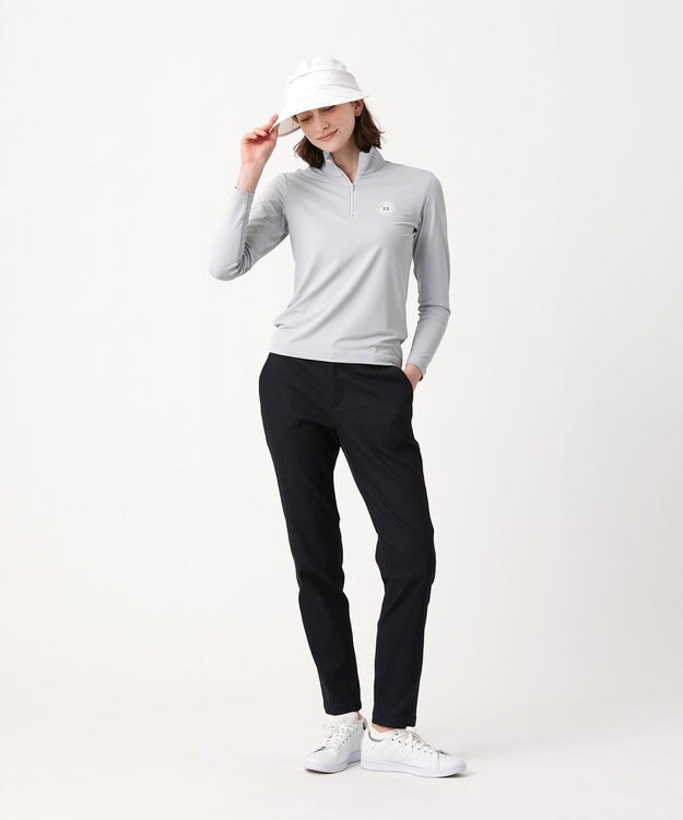 23区GOLF 【WOMEN】ソフトクール ハーフジップ ライトグレー系