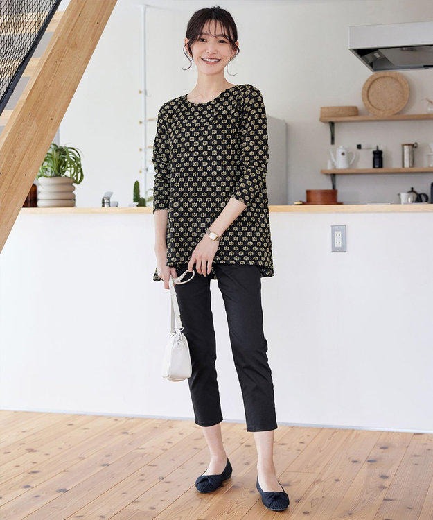 Tiaclasse L 花柄カットレースフレアトップス オフホワイト