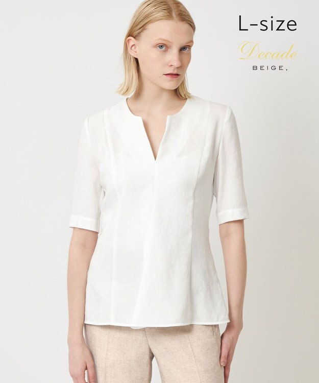 BEIGE， 【L-size】CAROLE / ペプラムブラウス White×Sand