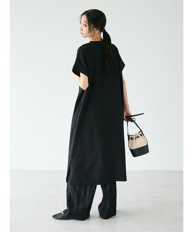 CRAFT STANDARD BOUTIQUE ヴィンテージ風天竺ワンポイントワンピース Gray Beige