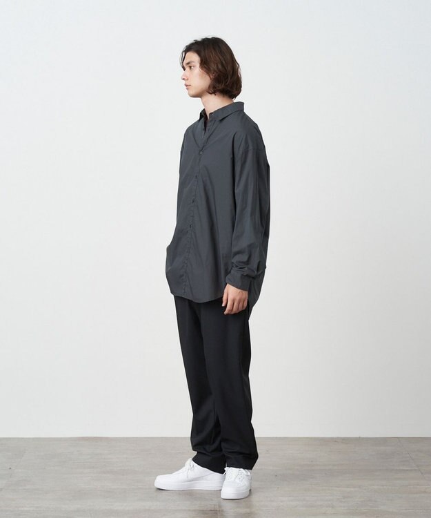 ATON COTTON LAWN | オーバーサイズシャツ - UNISEX CHARCOAL GRAY
