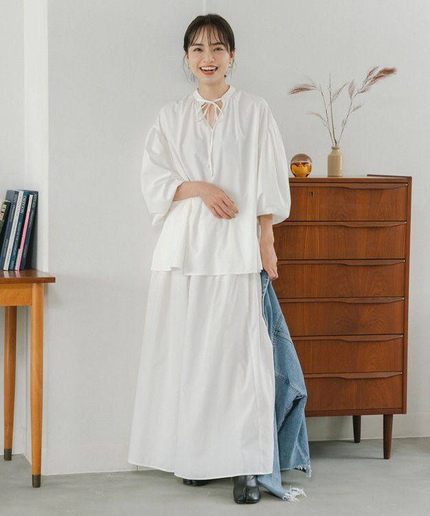 #Newans 【ANSWER for 男の子ママ】スリットネックパフスリーブブラウス ホワイト系