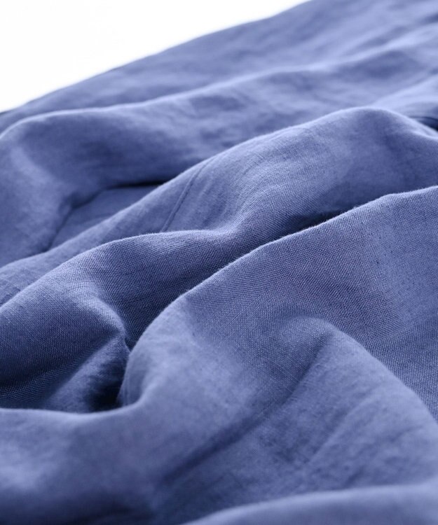 muuc 〈高品質ベルギーリネン100%〉ウエストゴムあり タックデザインスラックスパンツ ブルーネイビー