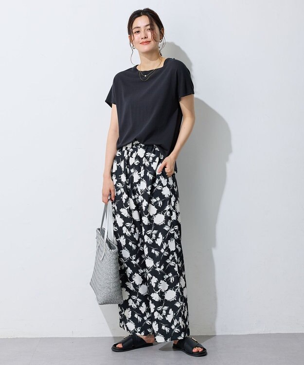 ANY 【接触冷感/UVカット/抗菌防臭/手洗い可/アンチピリング】ファンクションフレンチスリーブニット チャコール